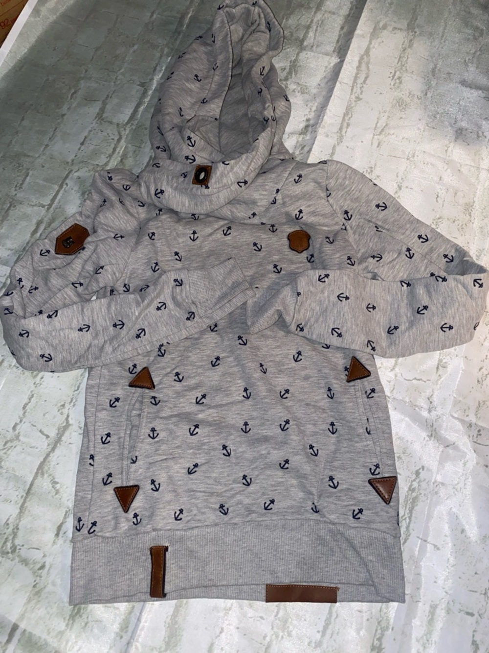 Gray Anchor-Print Hoodie Naketano